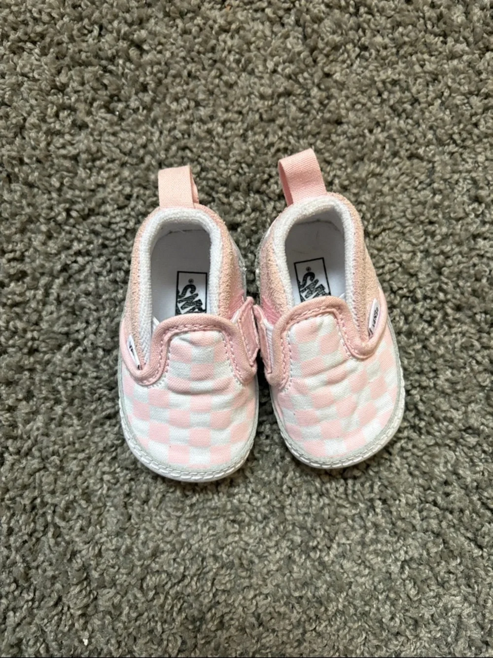 Vans Pink & White Checkerboard Slip-On Baby Walker Shoes
